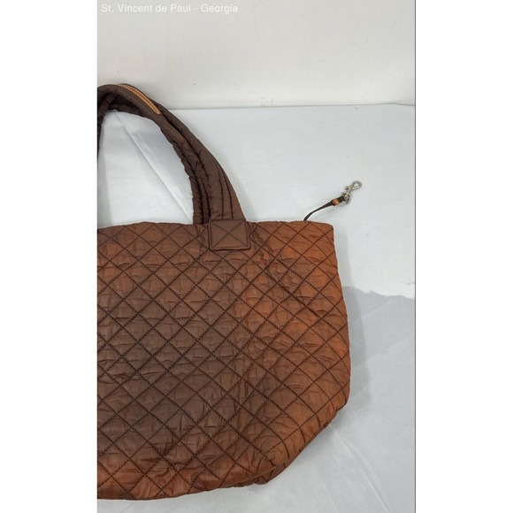MZ Wallace Burnt Orange / Brown Metro Deluxe Quilted Tote Bag Purse Great Cond. - Picture 7 of 10